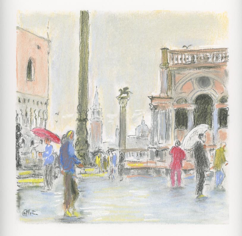 Venise, place saint Marc, averse printaniere