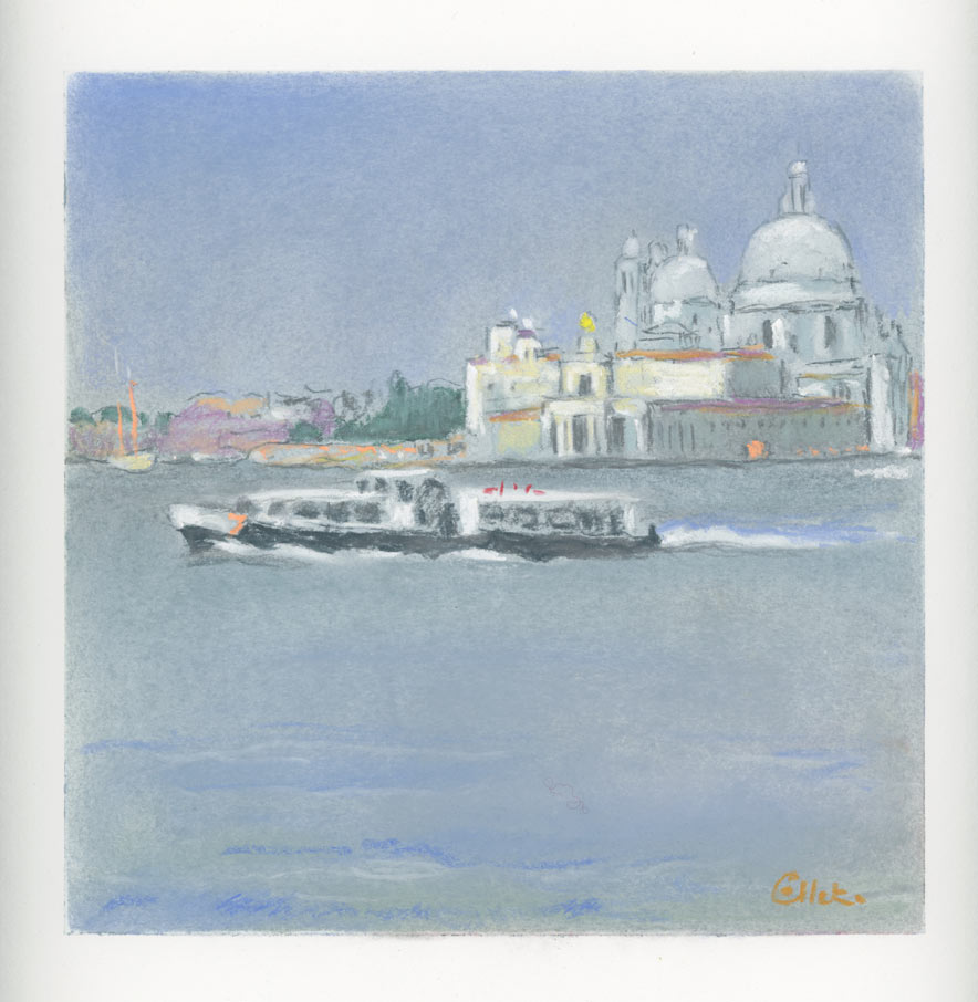 Venise, le vaporetto bleu devant la Salute