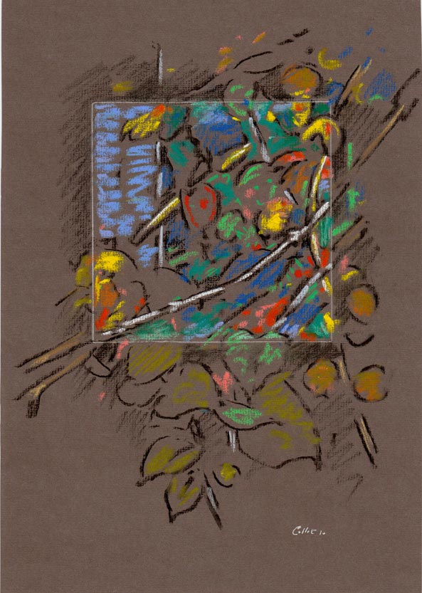 feuilles fond brun