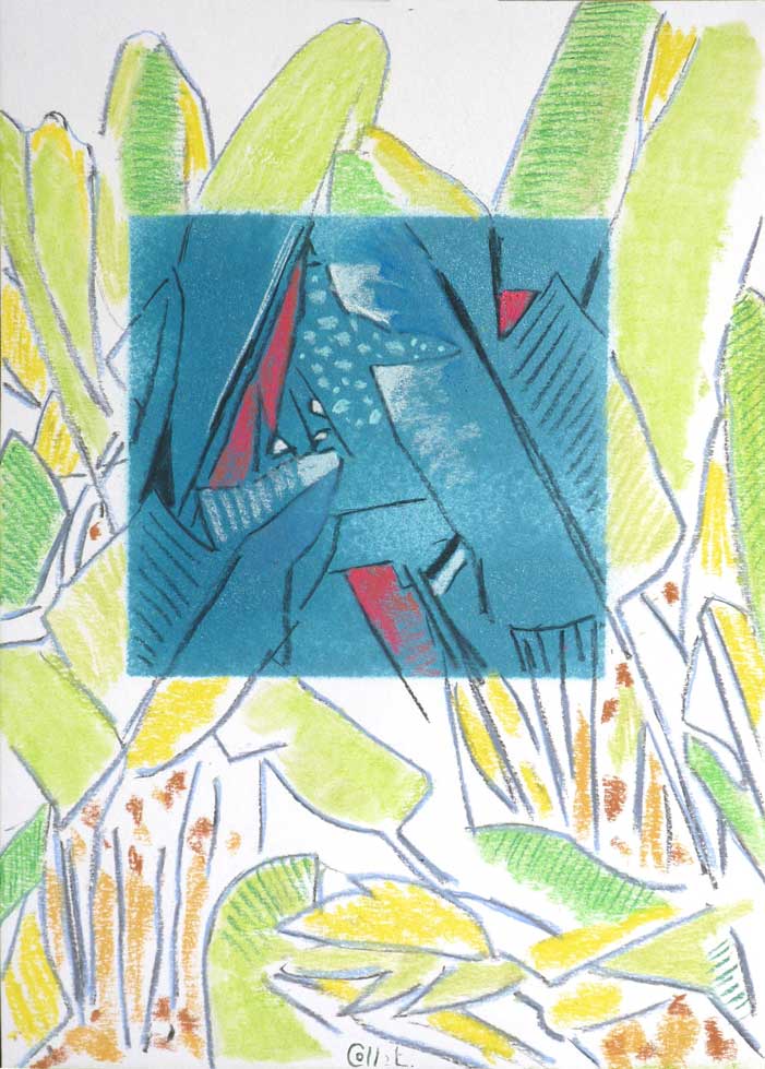 palmes vertes fond bleu